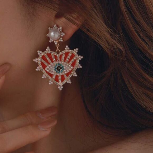 Red evil eye earrings N289 - Picture 1 of 4